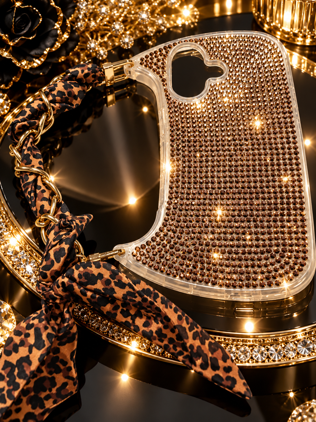 Golden Glam Leopard Purse Phone Case for iPhone 17