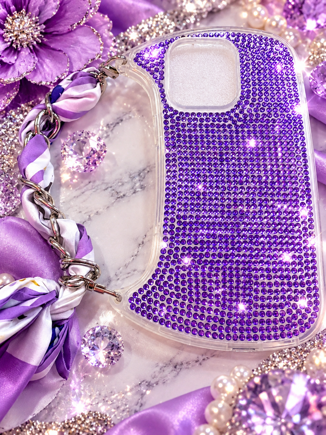 Violet Royalty Rhinestone iPhone 14 Pro Max Case