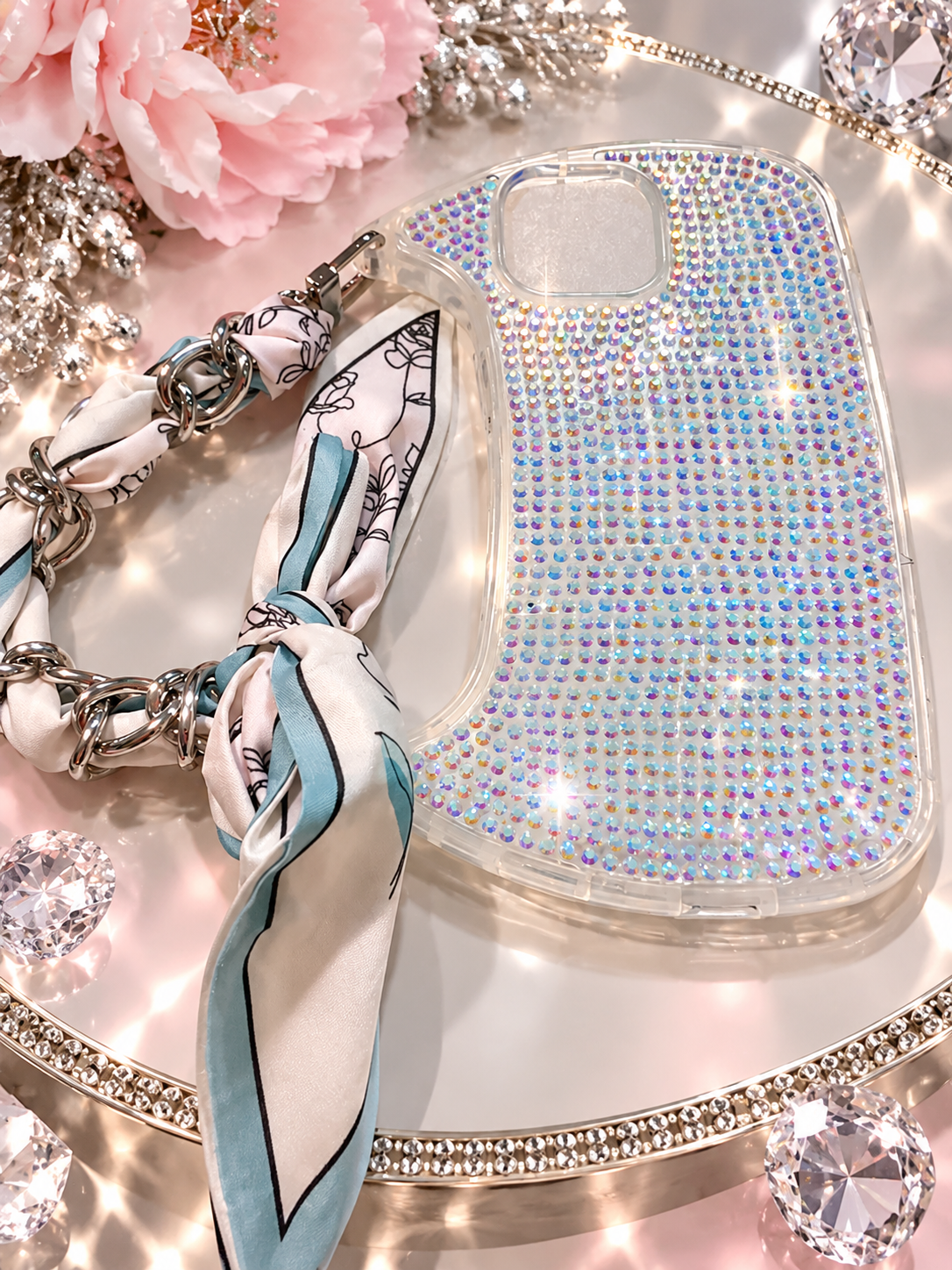 iPhone 13 Blue Purse-Style Rhinestone Phone Case