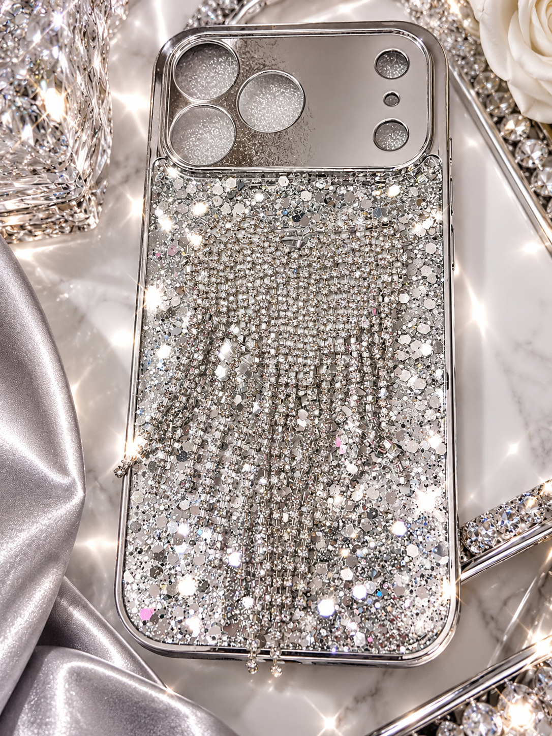 Silver Glitter iPhone 17 Pro Max Case