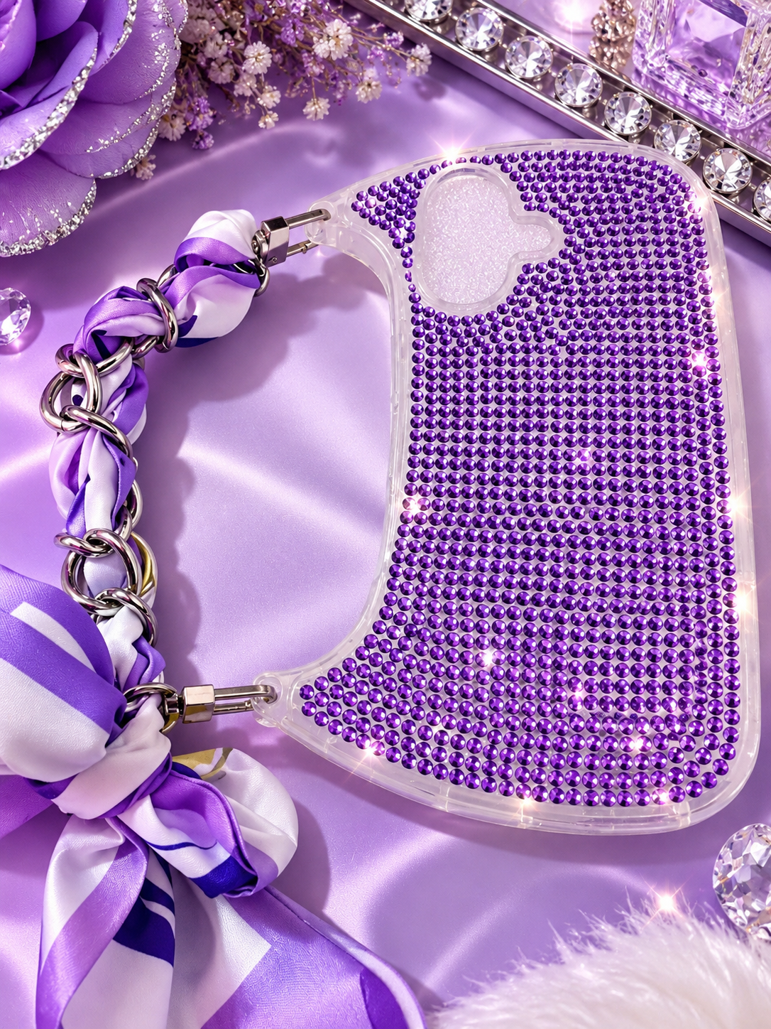 Lavender Sparkle Rhinestone Phone Case for iPhone 16