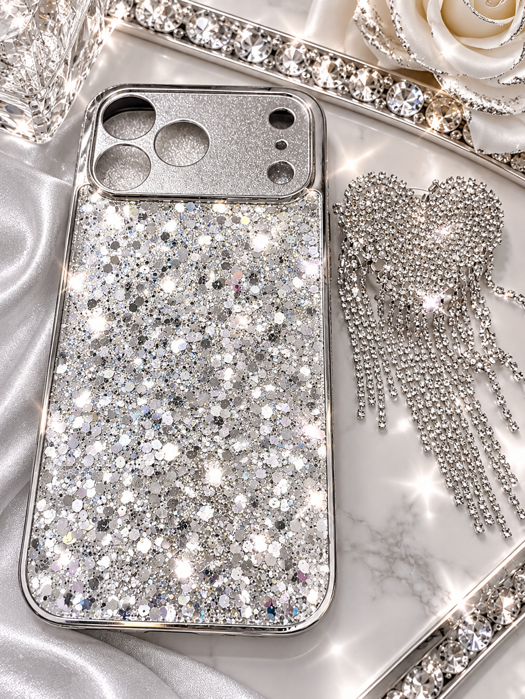 Silver Glitter iPhone 17 Pro Max Case