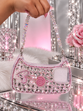 Pink Rhinestone iPhone 13 Pro Case with Beaded Handle